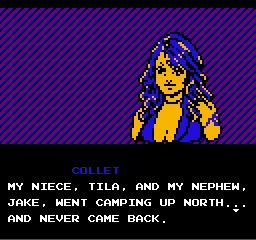 Collet, close up, says: &ldquo;My niece, Tila, and my nephew, Jake, went camping up north... and never came back.&rdquo;